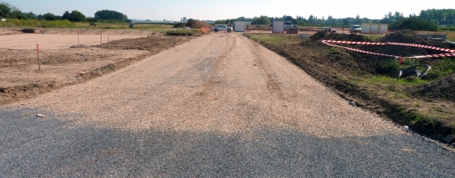 Photo du chantier de voirie de l'Écopôle Périgord-Aquitaine - Septembre 2013